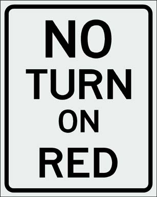 знак no turn on red